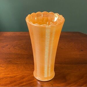 2/$30 Vintage Anchor Hocking Fire King iridescent‎ peach lustre vase